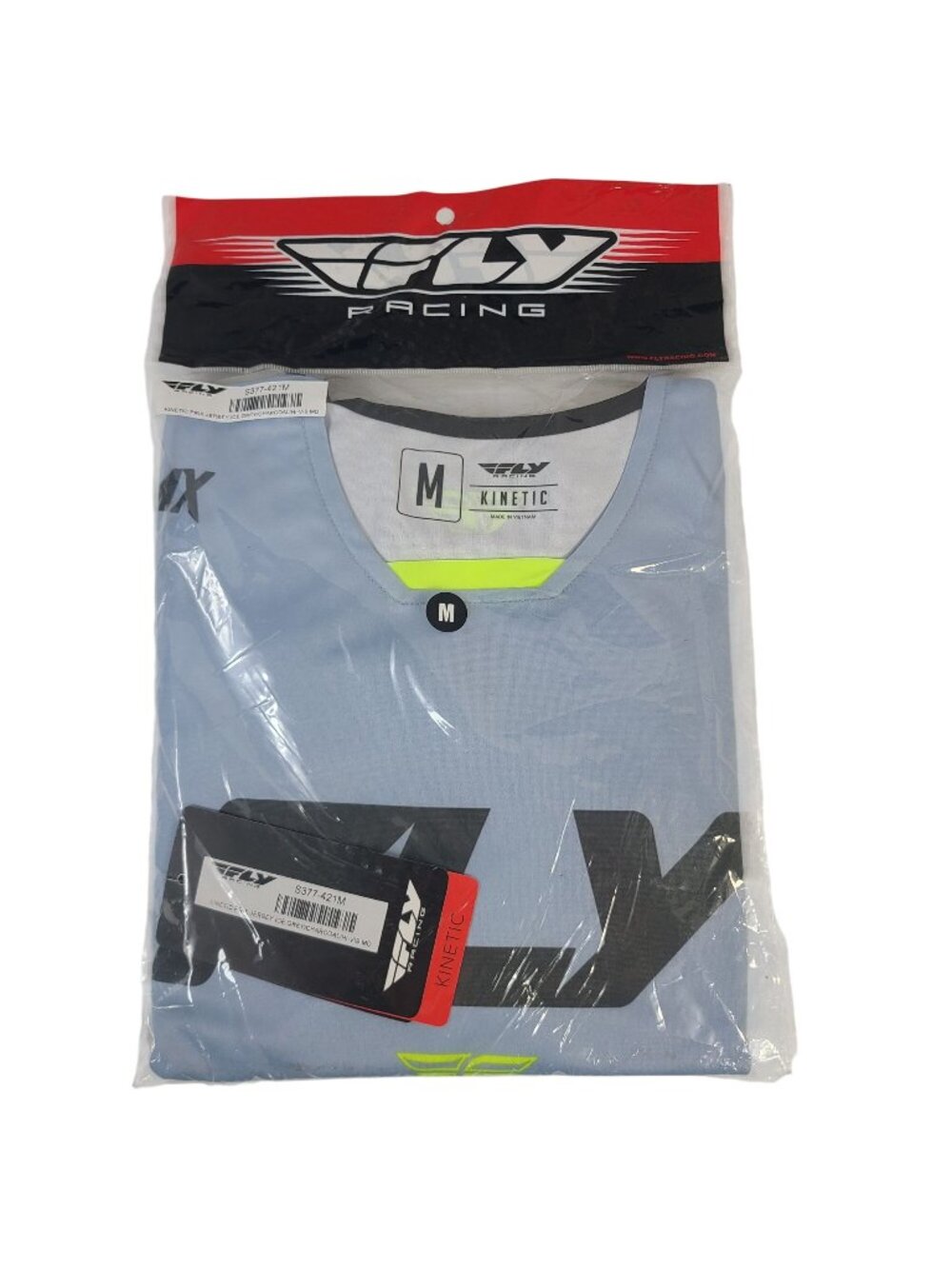NEW Fly Racing Kinetic Prix Jersey Ice Grey/Charcoal/Hi-Vis Sz Medium